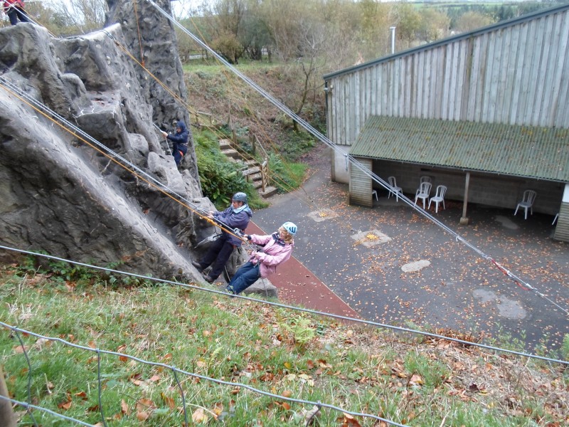 Aileen and June abseiling